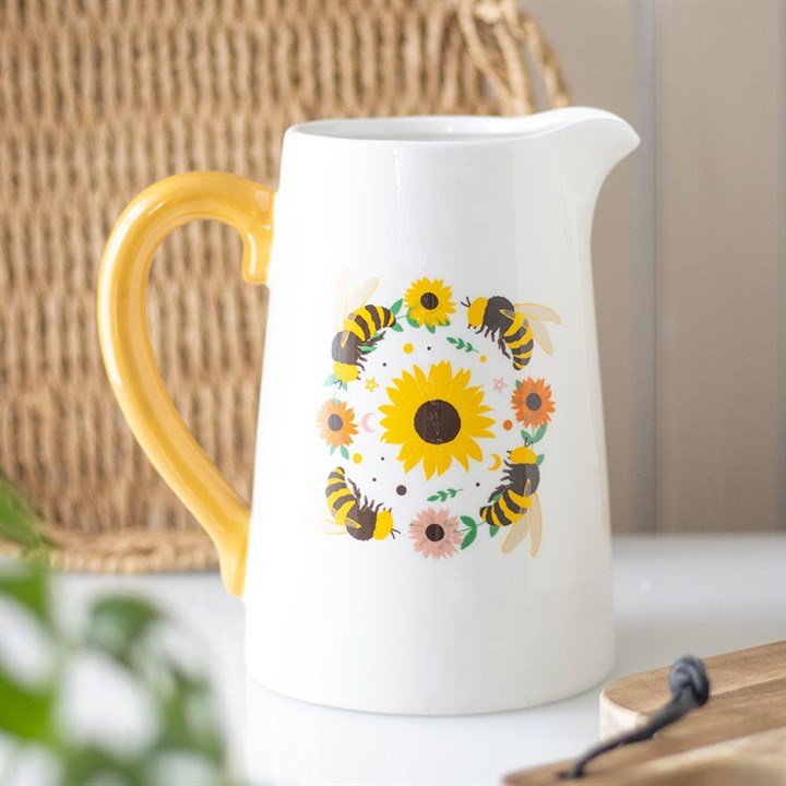 Summer Bee and Sunflower Ceramic Flower Jug | Inspired Creative Gifts | UK Supplier