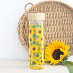 Sunflower Print Glass Water Bottle | Inspired Creative Gifts | UK Supplier