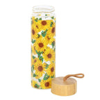 Sunflower Print Glass Water Bottle | Inspired Creative Gifts | UK Supplier