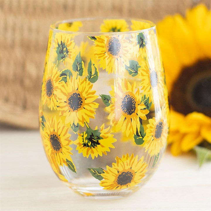 Sunflower Print Stemless Glass | Inspired Creative Gifts | UK Supplier