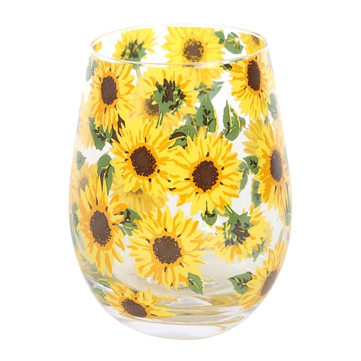 Sunflower Print Stemless Glass | Inspired Creative Gifts | UK Supplier