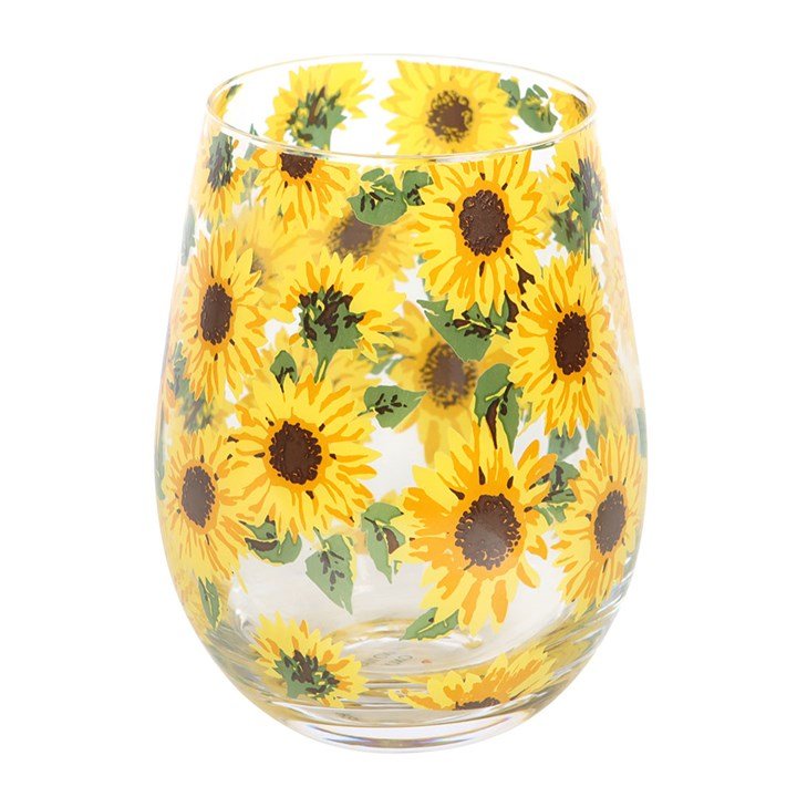 Sunflower Print Stemless Glass | Inspired Creative Gifts | UK Supplier