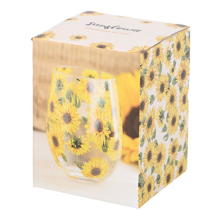 Sunflower Print Stemless Glass | Inspired Creative Gifts | UK Supplier