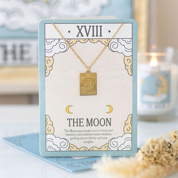 The Moon Vintage Tarot Necklace on Greeting Card | Inspired Creative Gifts | UK Supplier