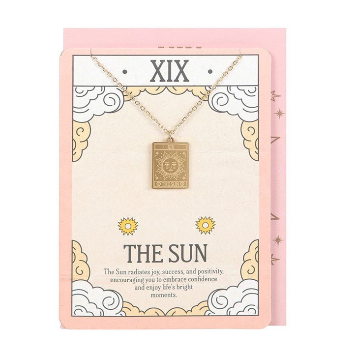 The Sun Vintage Tarot Necklace on Greeting Card | Inspired Creative Gifts | UK Supplier