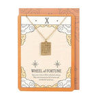 The Wheel of Fortune Vintage Tarot Necklace on Greeting Card | Inspired Creative Gifts | UK Supplier