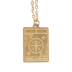 The Wheel of Fortune Vintage Tarot Necklace on Greeting Card | Inspired Creative Gifts | UK Supplier