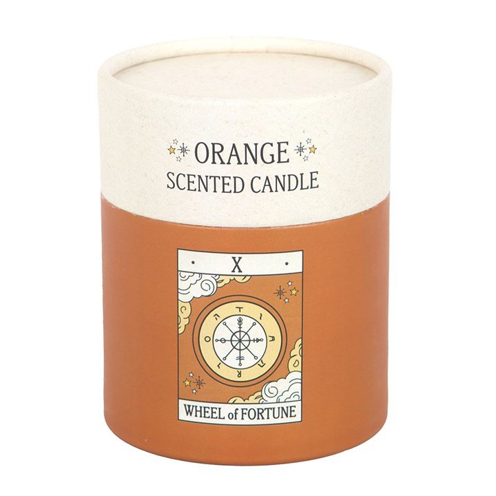 The Wheel of Fortune Vintage Tarot Orange Candle | Inspired Creative Gifts | UK Supplier