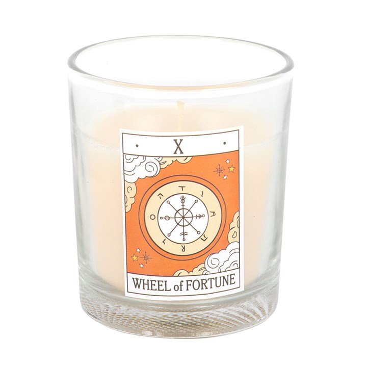 The Wheel of Fortune Vintage Tarot Orange Candle | Inspired Creative Gifts | UK Supplier