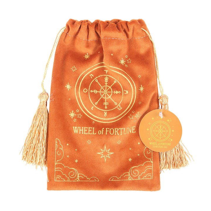 The Wheel of Fortune Vintage Tarot Velvet Drawstring Bag | Inspired Creative Gifts | UK Supplier