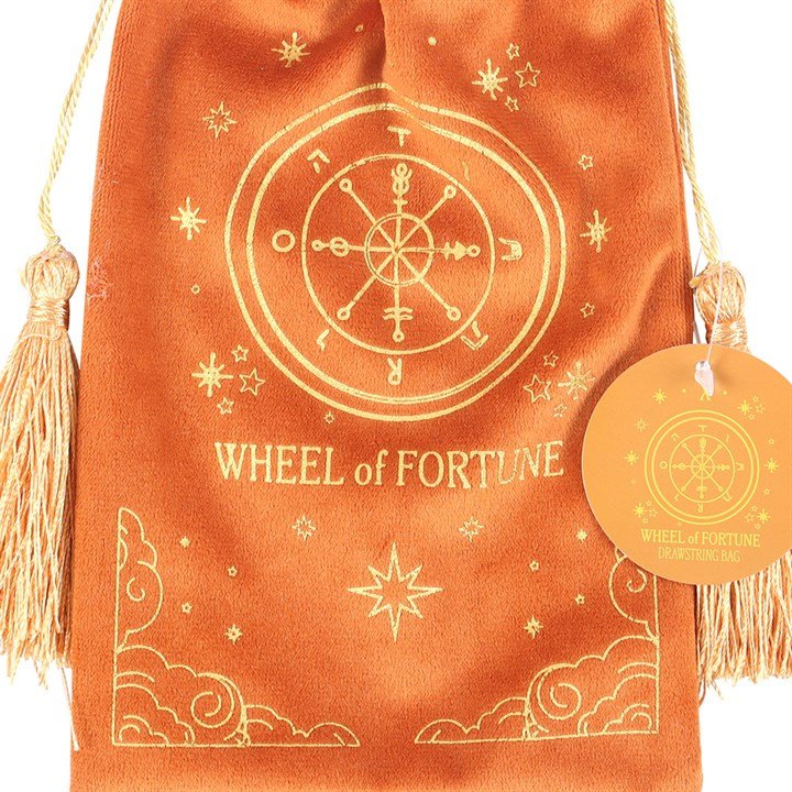 The Wheel of Fortune Vintage Tarot Velvet Drawstring Bag | Inspired Creative Gifts | UK Supplier