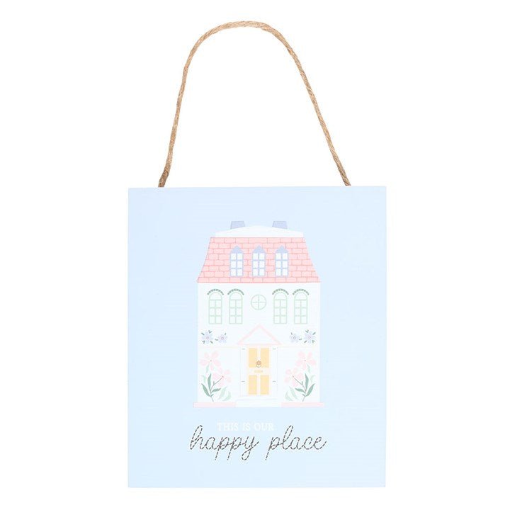 This Is Our Happy Place Pastel House Hanging Sign | Inspired Creative Gifts | UK Supplier