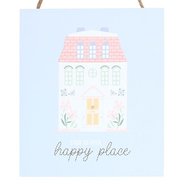 This Is Our Happy Place Pastel House Hanging Sign | Inspired Creative Gifts | UK Supplier