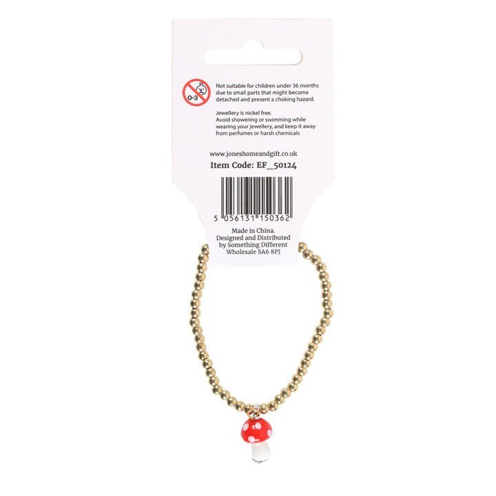 Toadstool Beaded Charm Bracelet | Inspired Creative Gifts | UK Supplier