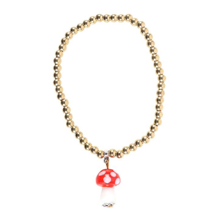 Toadstool Beaded Charm Bracelet | Inspired Creative Gifts | UK Supplier