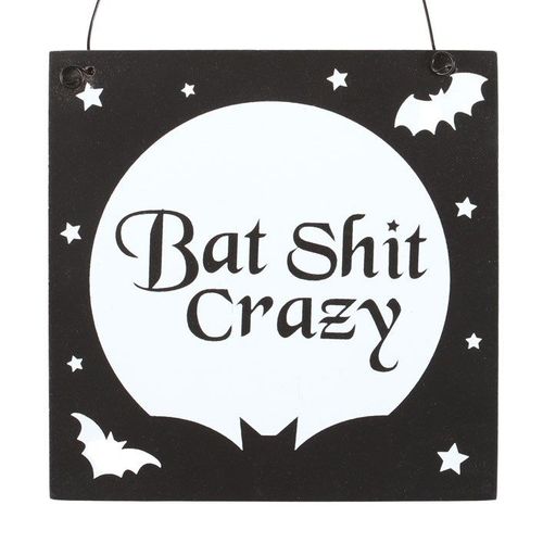 10cm Bat Shit Crazy Hanging Sign - Inspired Creative Gifts