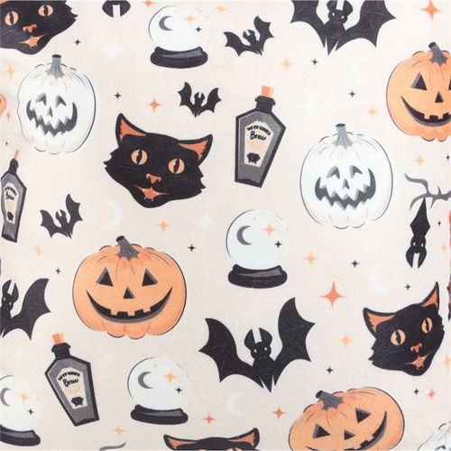 35cm Square Spooky Cat and Pumpkin Print Cushion - Inspired Creative Gifts