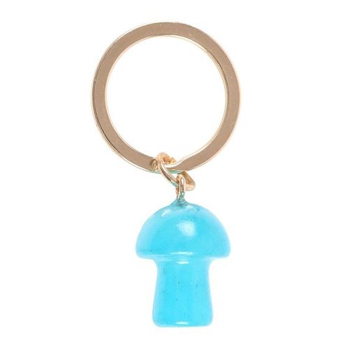 Blue Aura Crystal Mushroom Keyring - Keyrings - Inspired Creative Gifts