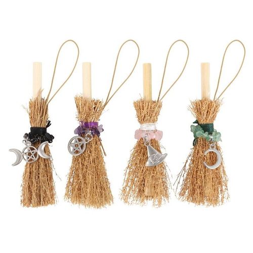 Pack of 12 Lucky Crystal Broomstick Car Charms - Ornaments - Inspired Creative Gifts