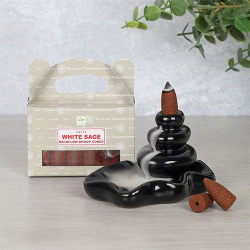 Set of 6 Packets of Satya White Sage Backflow Dhoop Cones - Inspired Creative Gifts