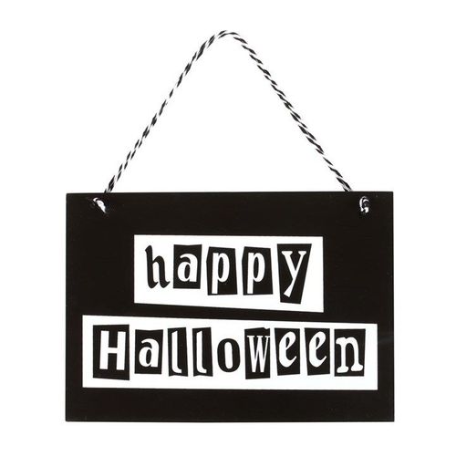 Black and White Happy Halloween Hanging Sign - Sign - Inspired Creative Gifts