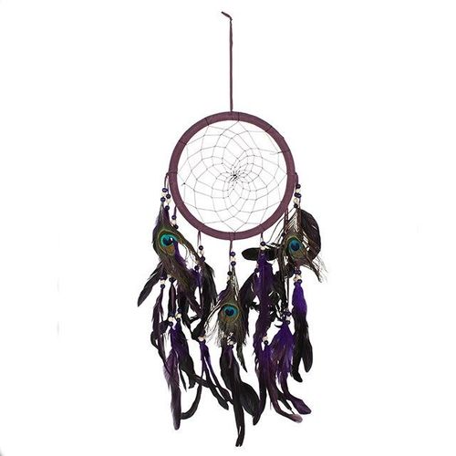 Purple Peacock Feather Dreamcatcher - Dreamcatchers - Inspired Creative Gifts