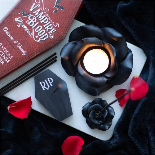 Black Rose Resin Tealight Candle Holder - Candle Holders - Inspired Creative Gifts