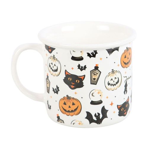 Spooky Cat and Pumpkin Print Mug - Mugs - Inspired Creative Gifts