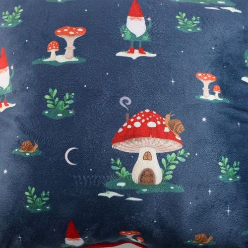 35cm Square Gnome Print Cushion with Pom Poms - Inspired Creative Gifts