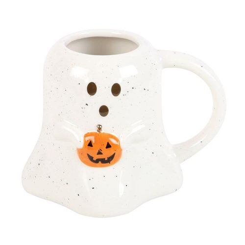 Ghost Shaped Mug with Pumpkin - Mugs - Inspired Creative Gifts