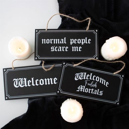 Welcome Foolish Mortals Hanging Sign - Sign - Inspired Creative Gifts