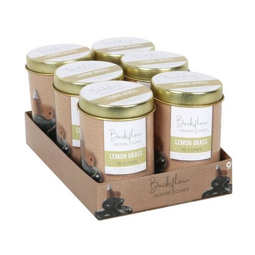 6 Tins of  Elements Lemon Grass Jumbo Backflow Cones - Backflow Burners & Cones - Inspired Creative Gifts