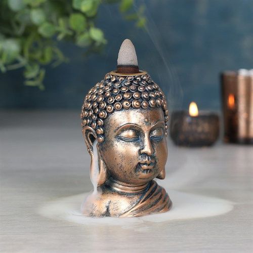 Bronze Buddha Head Backflow Incense Burner - Backflow Burners & Cones - Inspired Creative Gifts