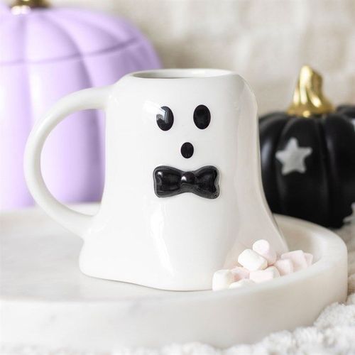Mr Boo Ghost Shaped Mug with Bow Tie - Mugs - Inspired Creative Gifts
