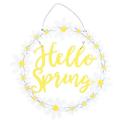 Hello Spring Hanging Daisy Wreath Decoration - Inspired Creative Gifts