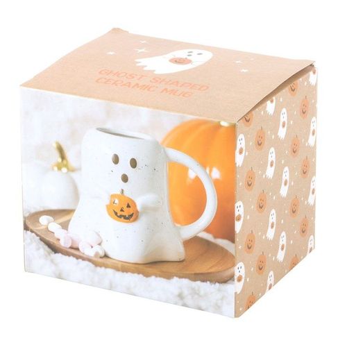 Ghost Shaped Mug with Pumpkin - Mugs - Inspired Creative Gifts