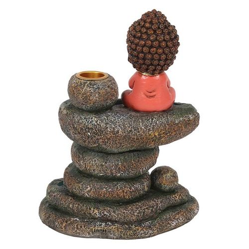 Red Buddha and Rock Pond Backflow Incense Burner - Inspired Creative Gifts
