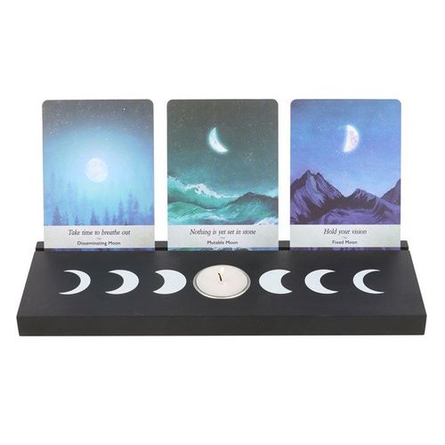 Black Moon Phase Tarot Card Stand Tealight Holder - Candle Holders - Inspired Creative Gifts