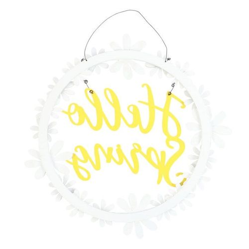 Hello Spring Hanging Daisy Wreath Decoration - Inspired Creative Gifts