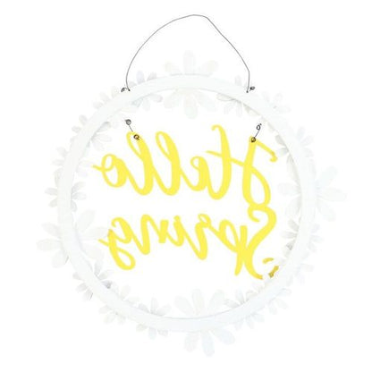 Hello Spring Hanging Daisy Wreath Decoration - Inspired Creative Gifts