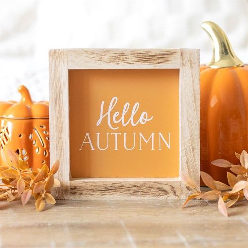 Orange Hello Autumn Wooden Frame Sign - Sign - Inspired Creative Gifts