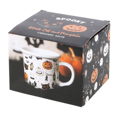 Spooky Cat and Pumpkin Print Mug - Mugs - Inspired Creative Gifts