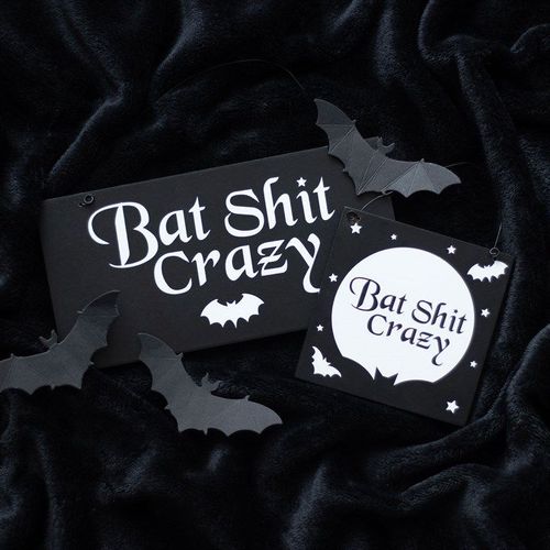 10cm Bat Shit Crazy Hanging Sign - Inspired Creative Gifts