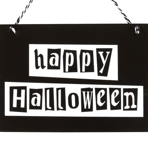 Black and White Happy Halloween Hanging Sign - Sign - Inspired Creative Gifts