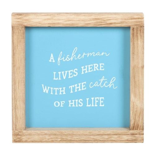 A Fisherman Lives Here Wooden Frame Sign - Sign - Inspired Creative Gifts