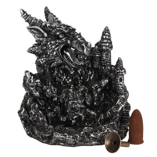 Silver Dragon Backflow Incense Burner With Light - Inspired Creative Gifts