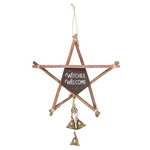 30cm Witches Welcome Willow Pentagram Sign with Bells - Sign - Inspired Creative Gifts