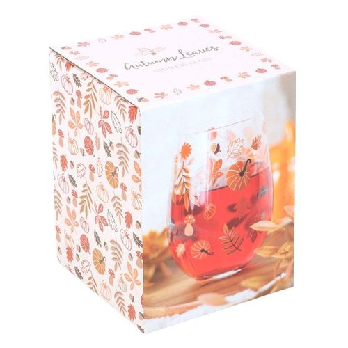 Autumn Leaves and Pumpkins Stemless Glass - Glasses & Barware - Inspired Creative Gifts