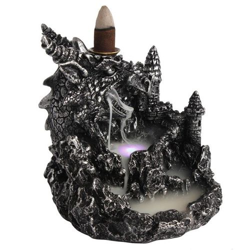 Silver Dragon Backflow Incense Burner With Light - Backflow Burners & Cones - Inspired Creative Gifts
