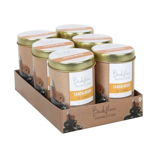 6 Tins of  Elements Sandalwood Jumbo Backflow Cones - Backflow Burners & Cones - Inspired Creative Gifts